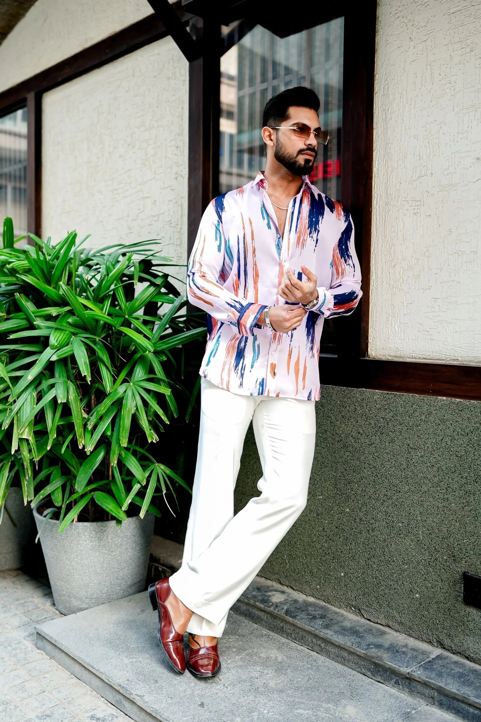 Light Pink Brush Printed Shirt