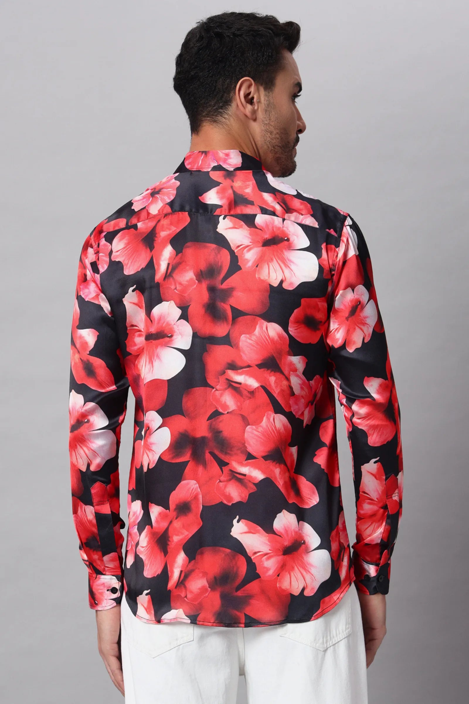 Red & Black Flower Printed Shirt