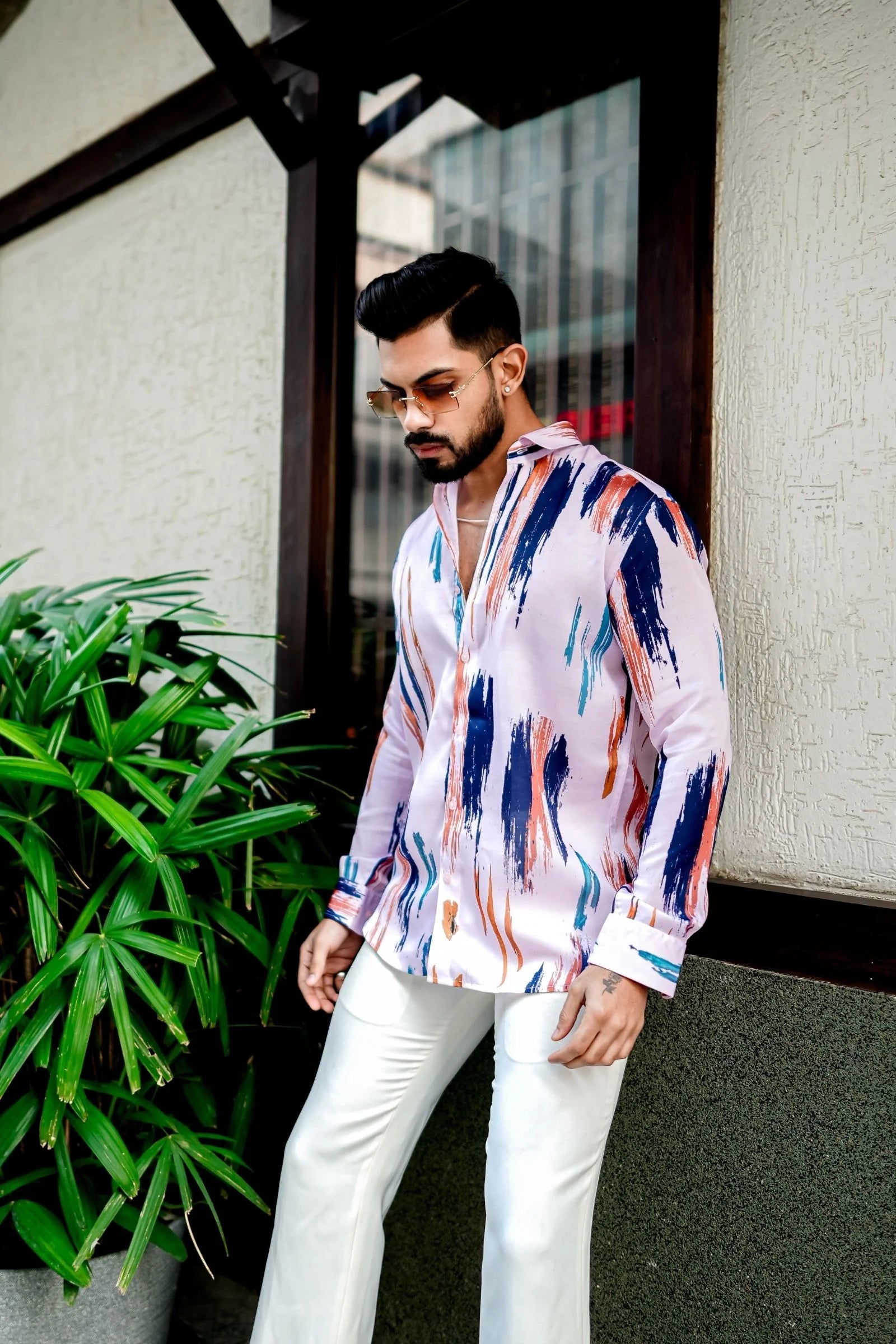 Light Pink Brush Printed Shirt