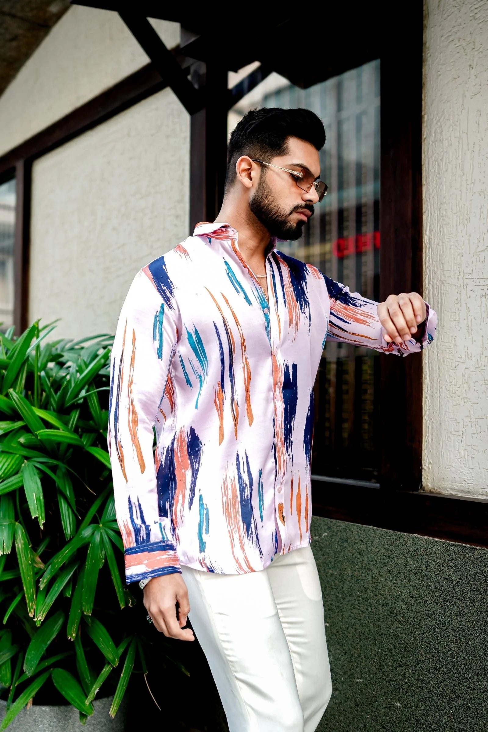 Light Pink Brush Printed Shirt