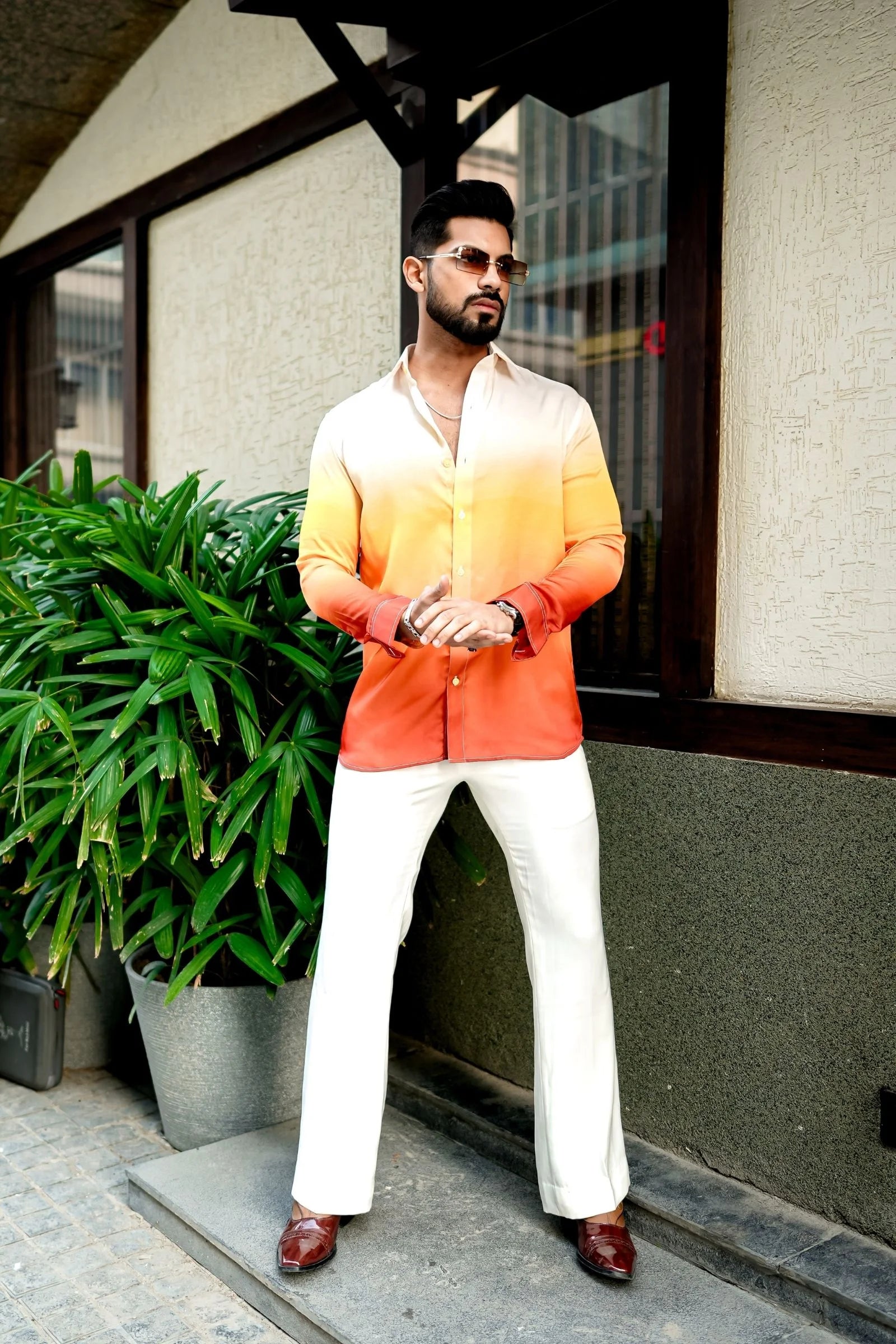 Yellow Ombre Printed Shirt