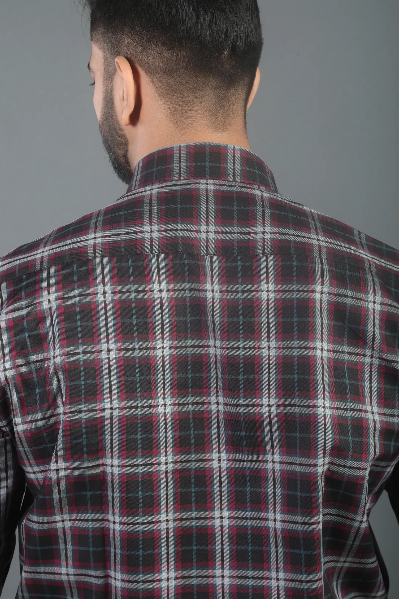 Black & Red Gradient Check Premium Cotton Shirt