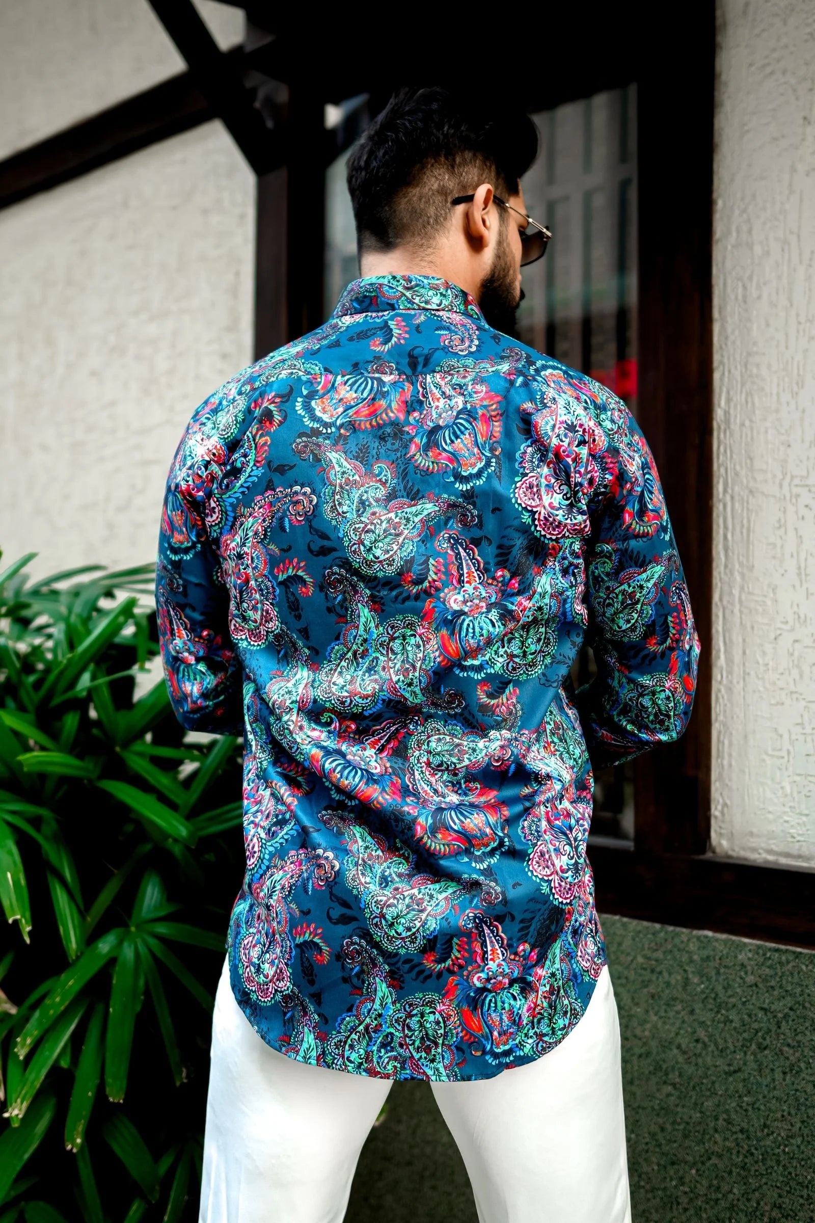 Blue Abstract Paisley Printed Premium Giza Cotton Shirt