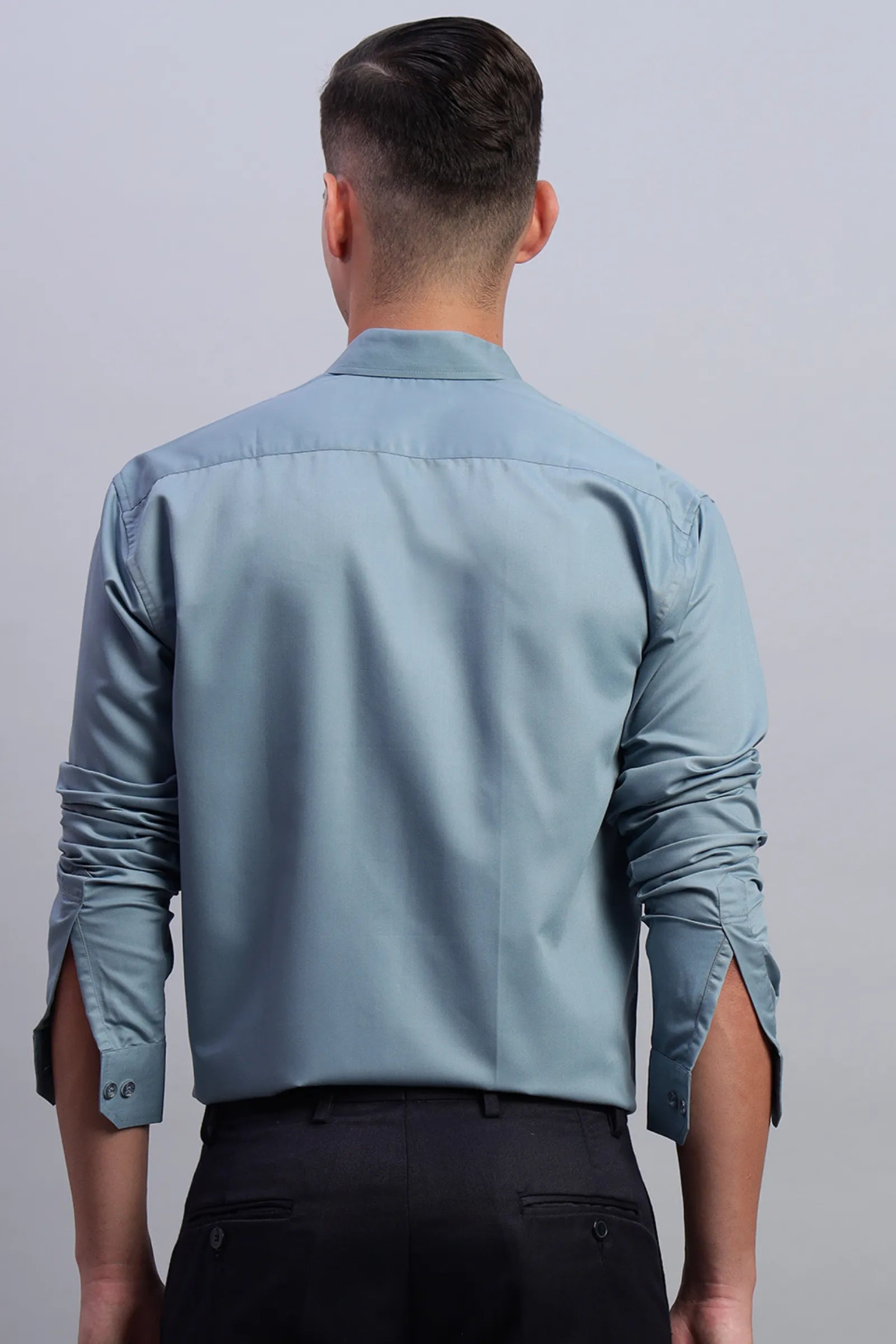 Cyan Blue cotton Satin Shirt