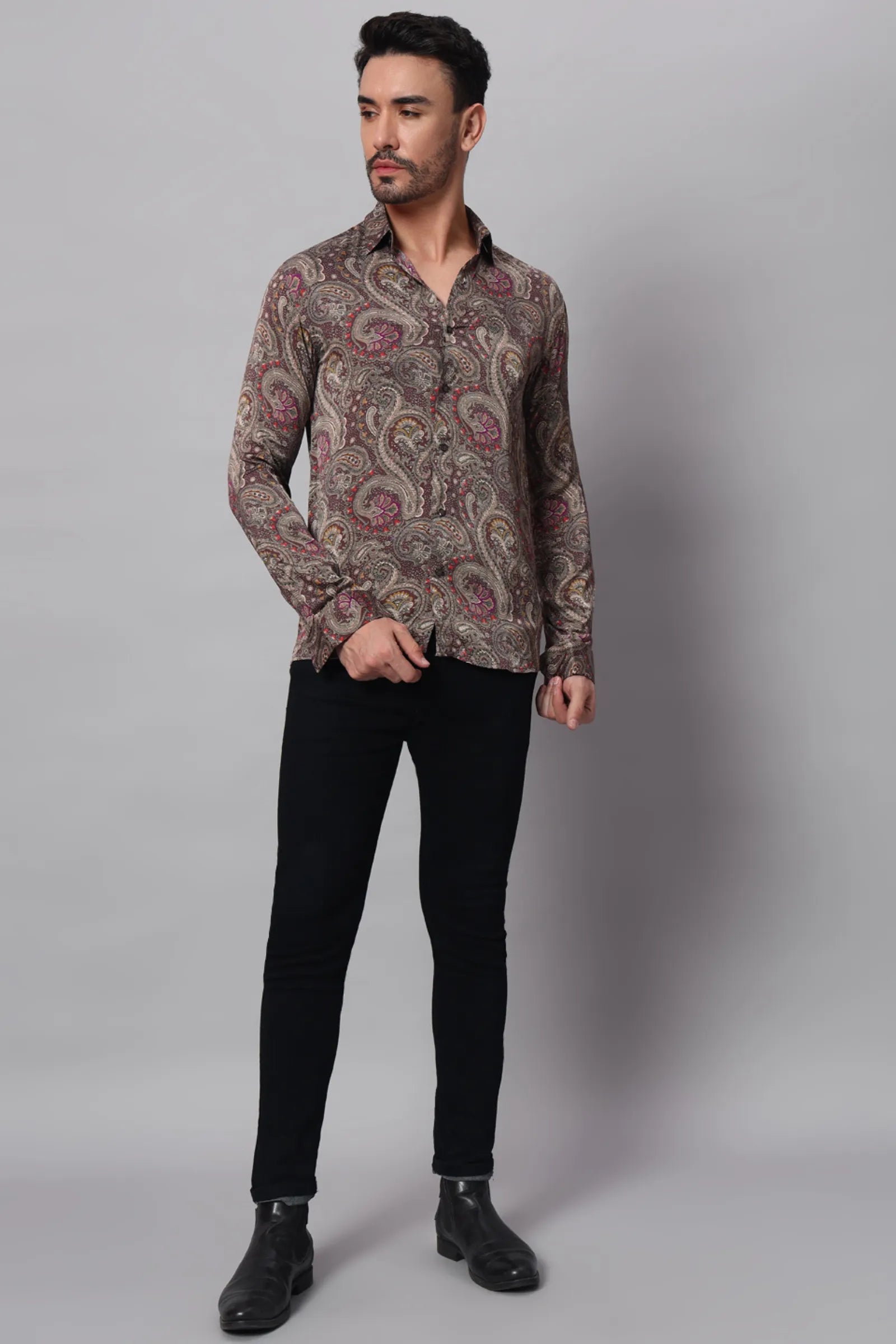 Magenta Paisley Printed Shirt