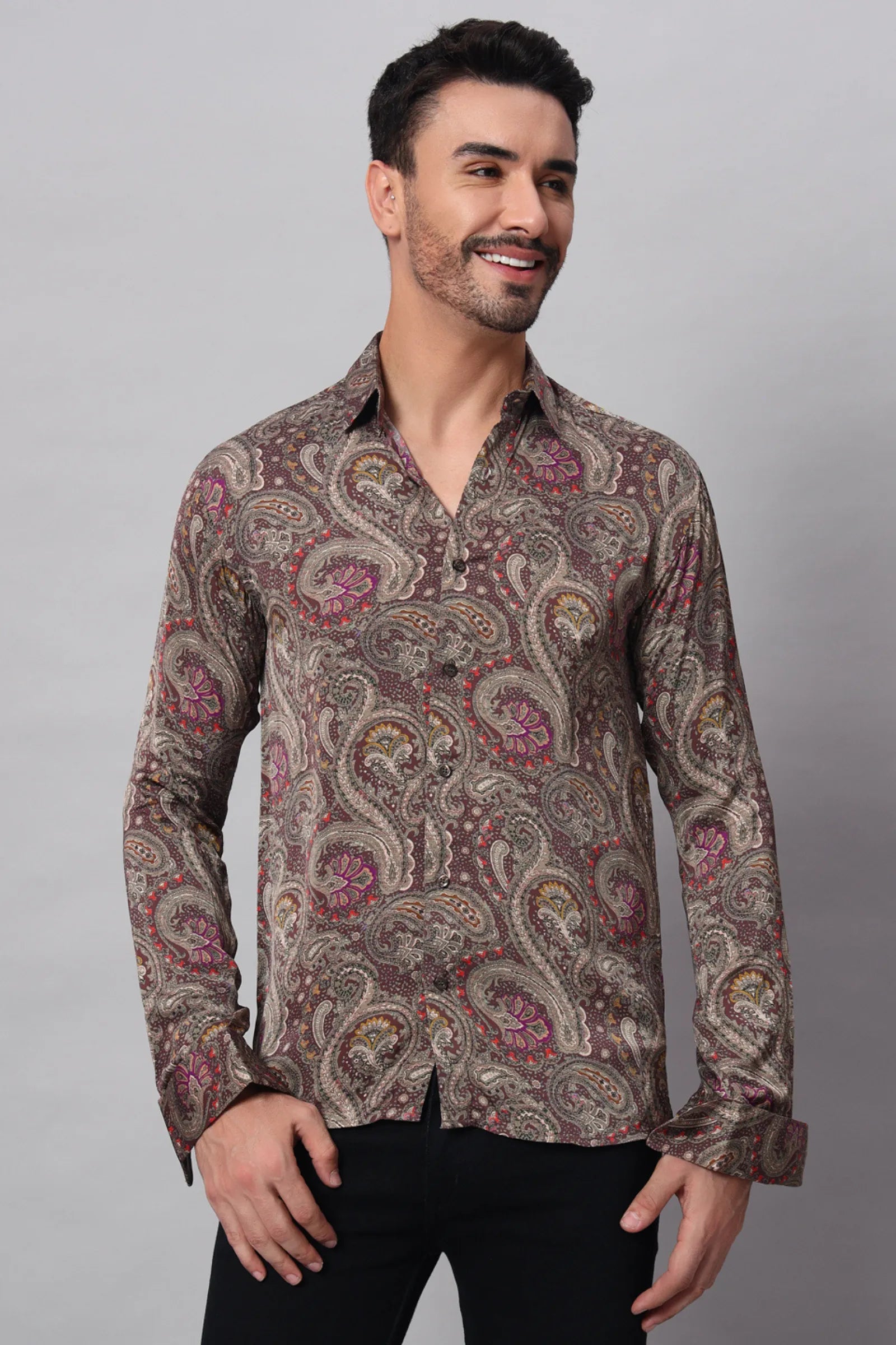 Magenta Paisley Printed Shirt