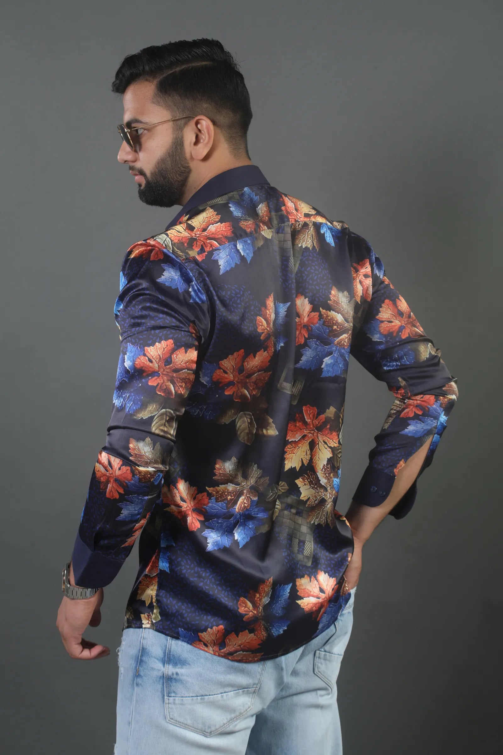 Maple Leaf Printed Satin Shirt