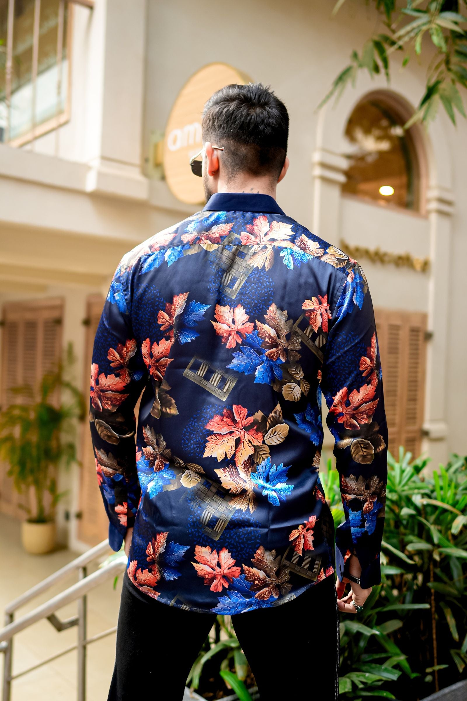 Maple Leaf Printed Satin Shirt