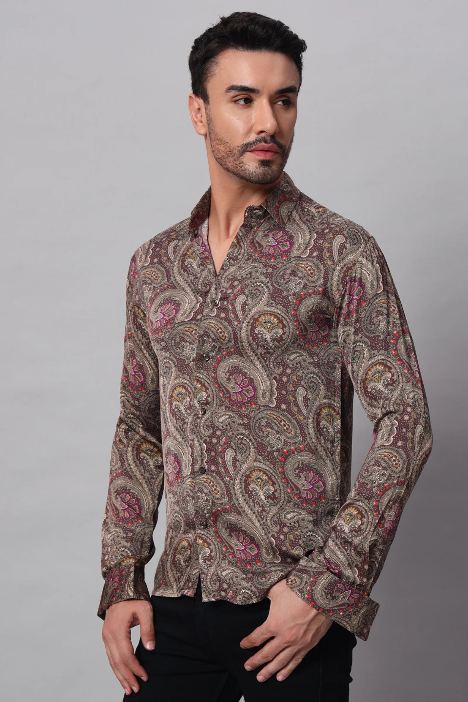 Magenta Paisley Printed Shirt