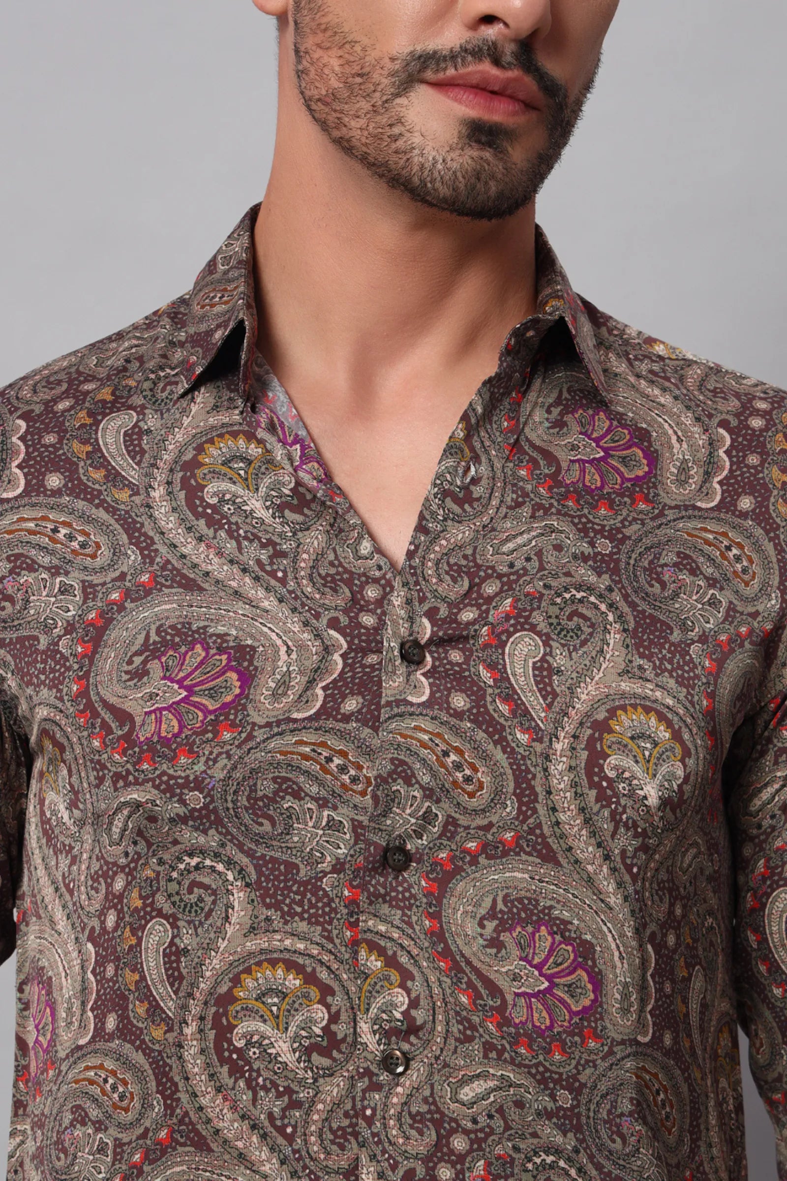 Magenta Paisley Printed Shirt