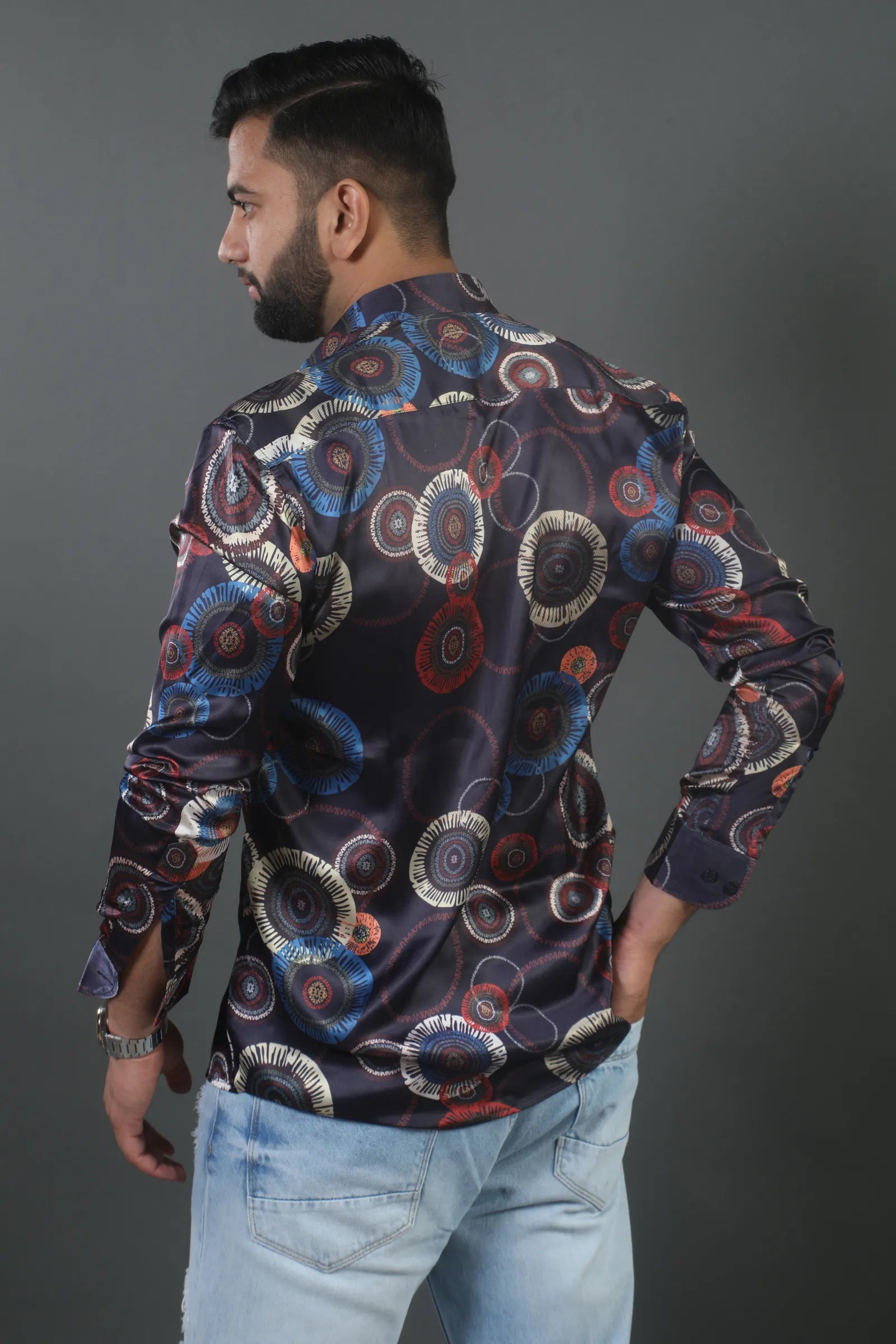 Geometric Printed Satin Shirt