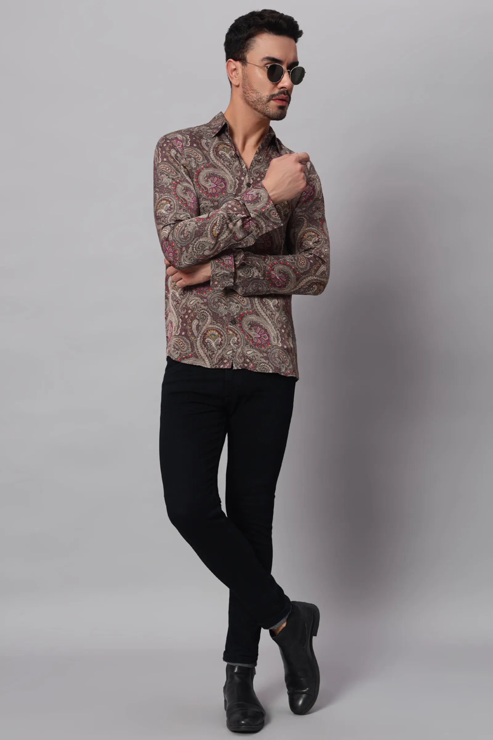 Magenta Paisley Printed Shirt