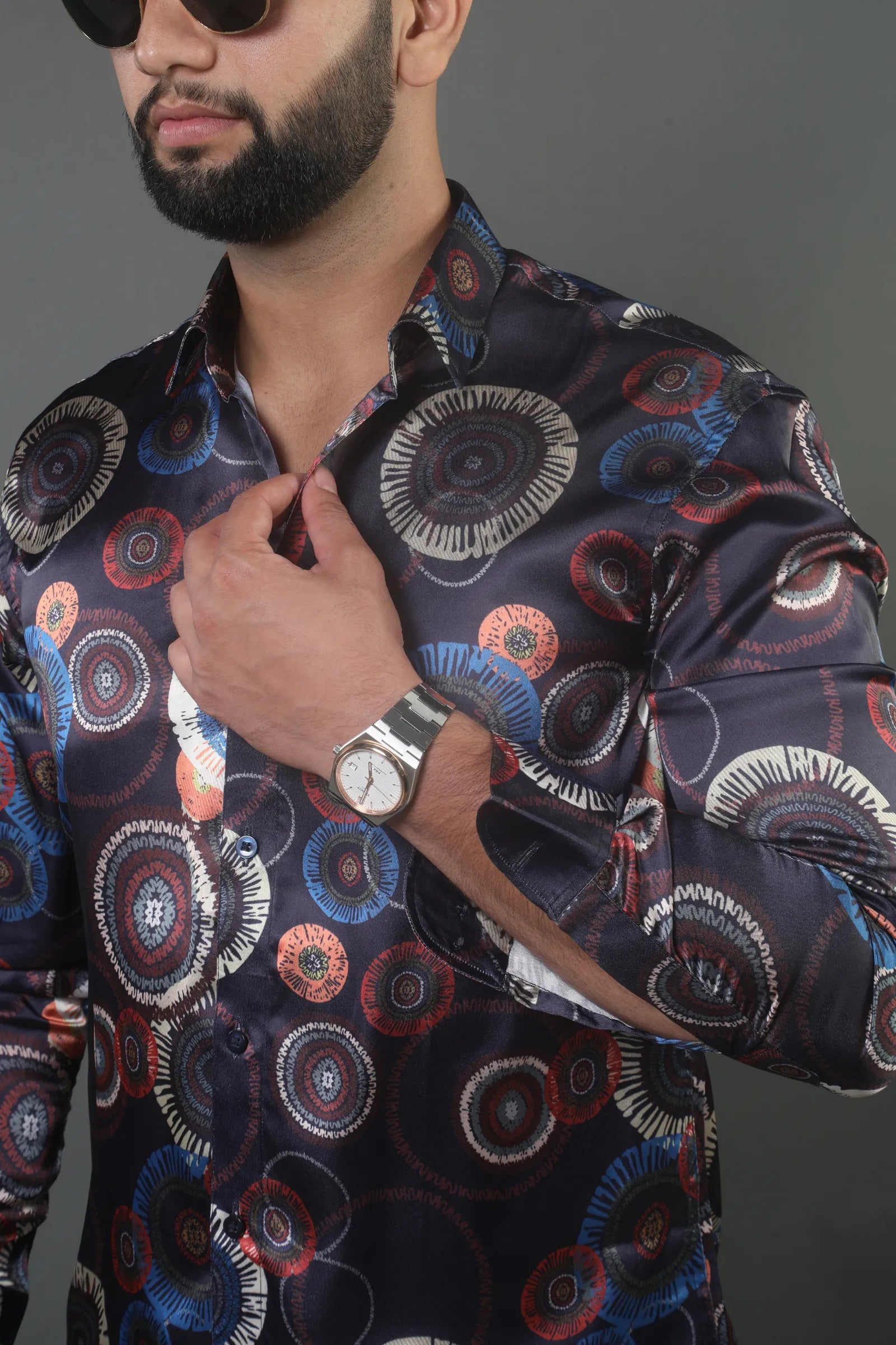 Geometric Printed Satin Shirt