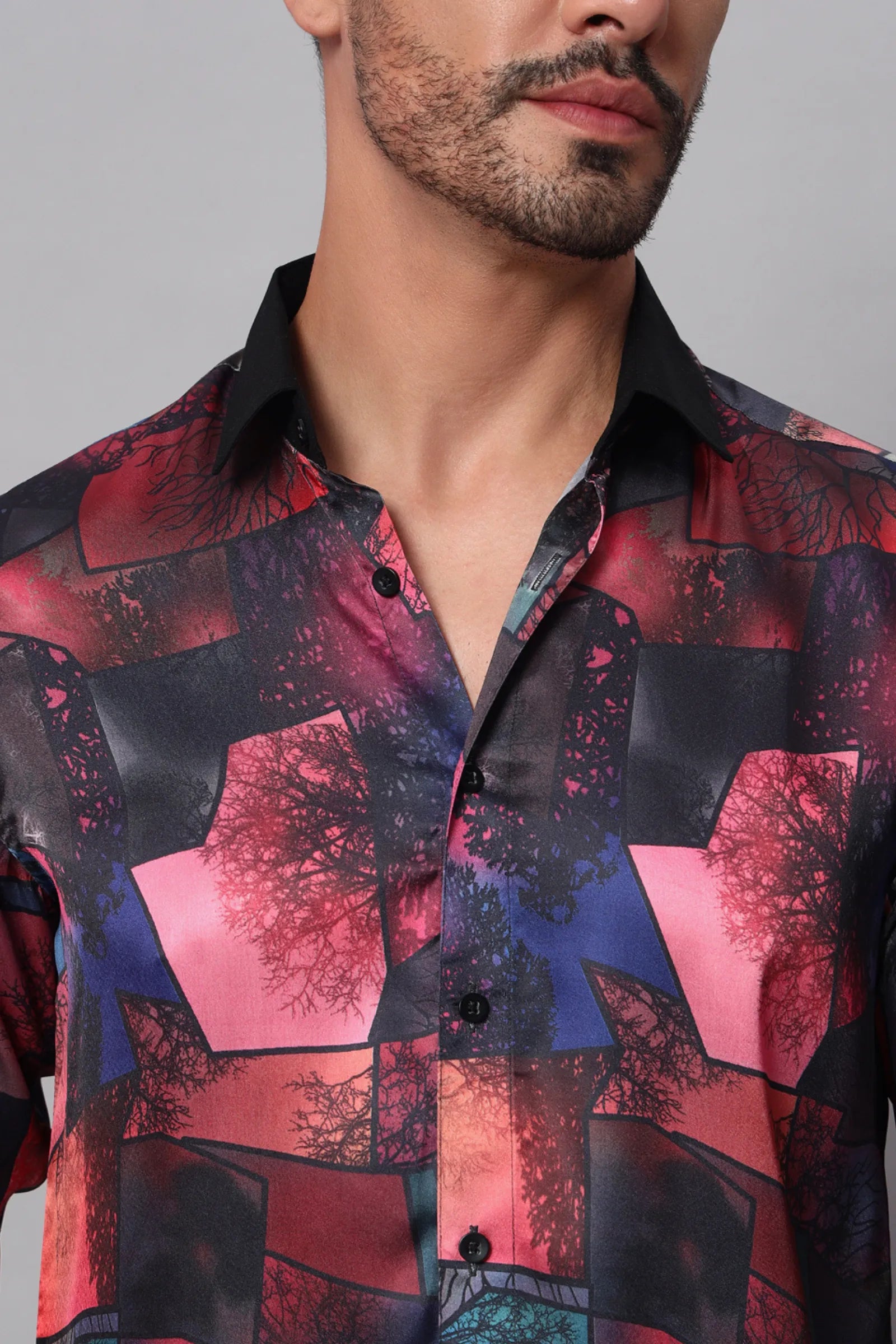 Geometric Leaf Printed Shirt