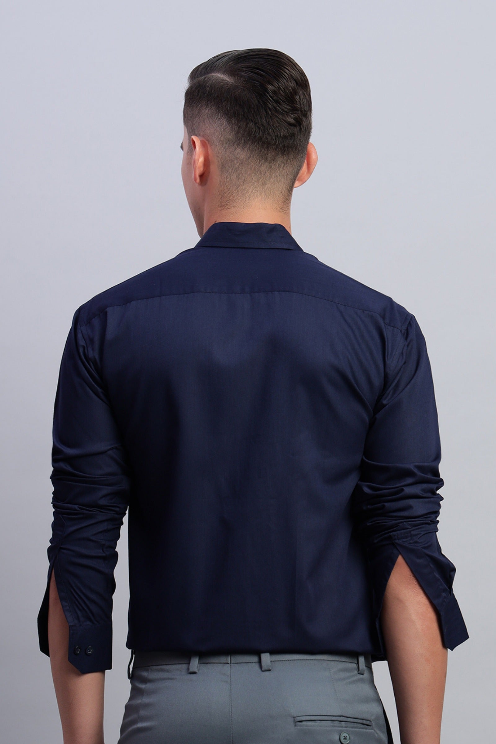 Blue Cotton Satin Shirt