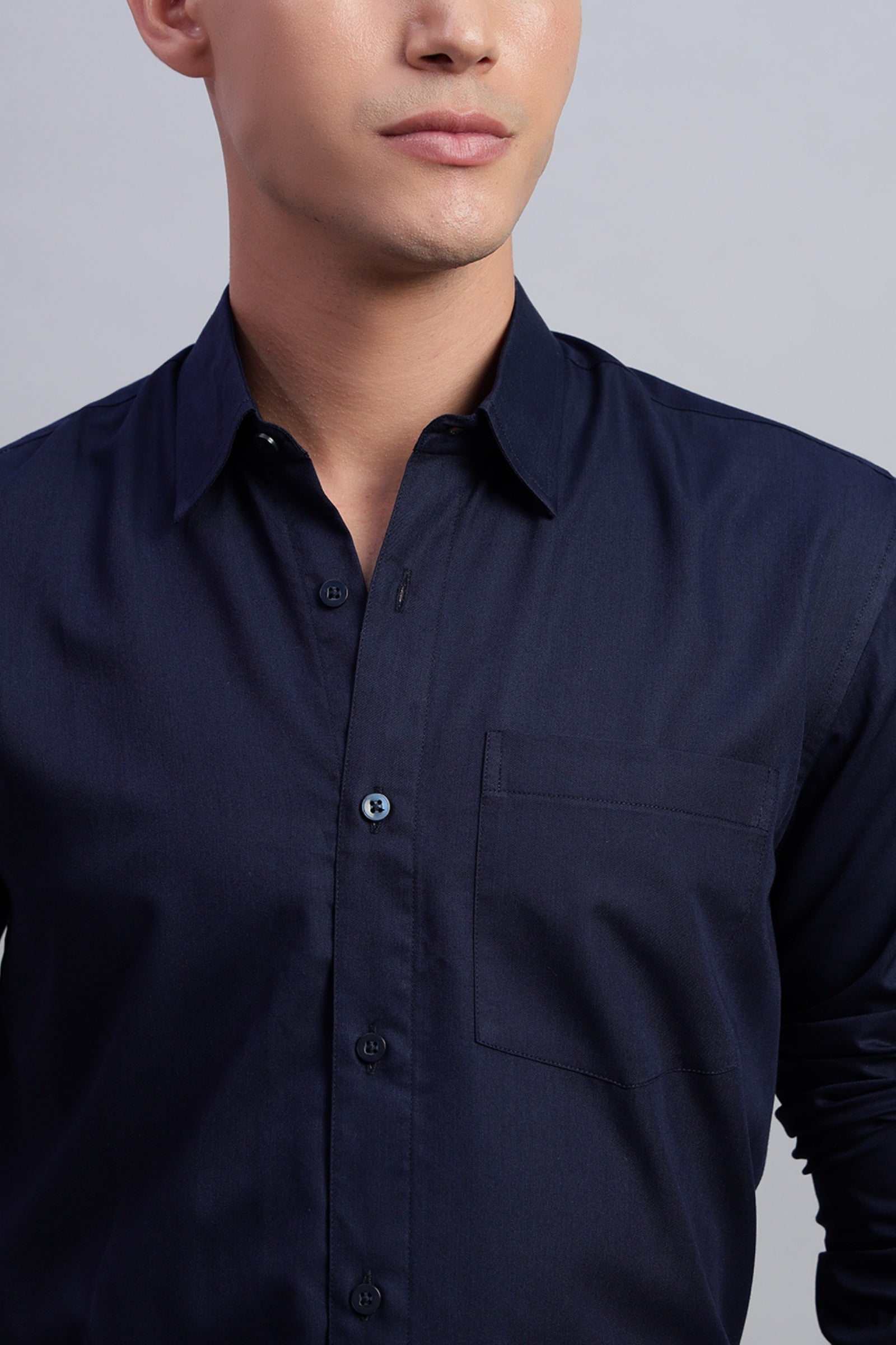 Blue Cotton Satin Shirt