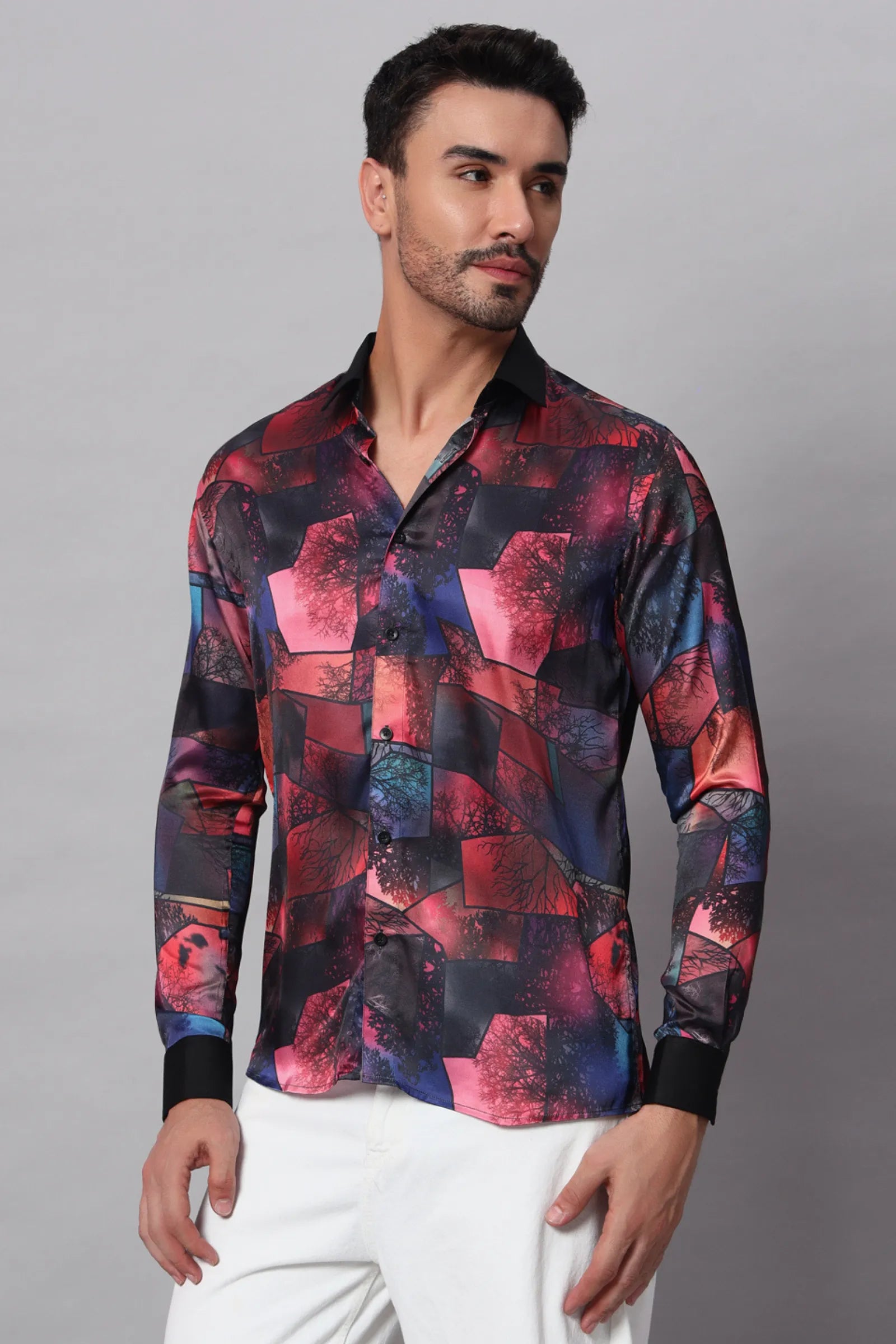 Geometric Leaf Printed Shirt