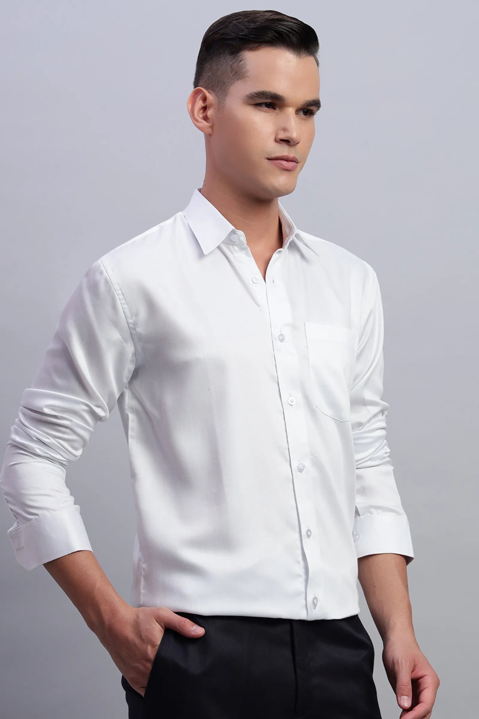 White Cotton Satin Shirt