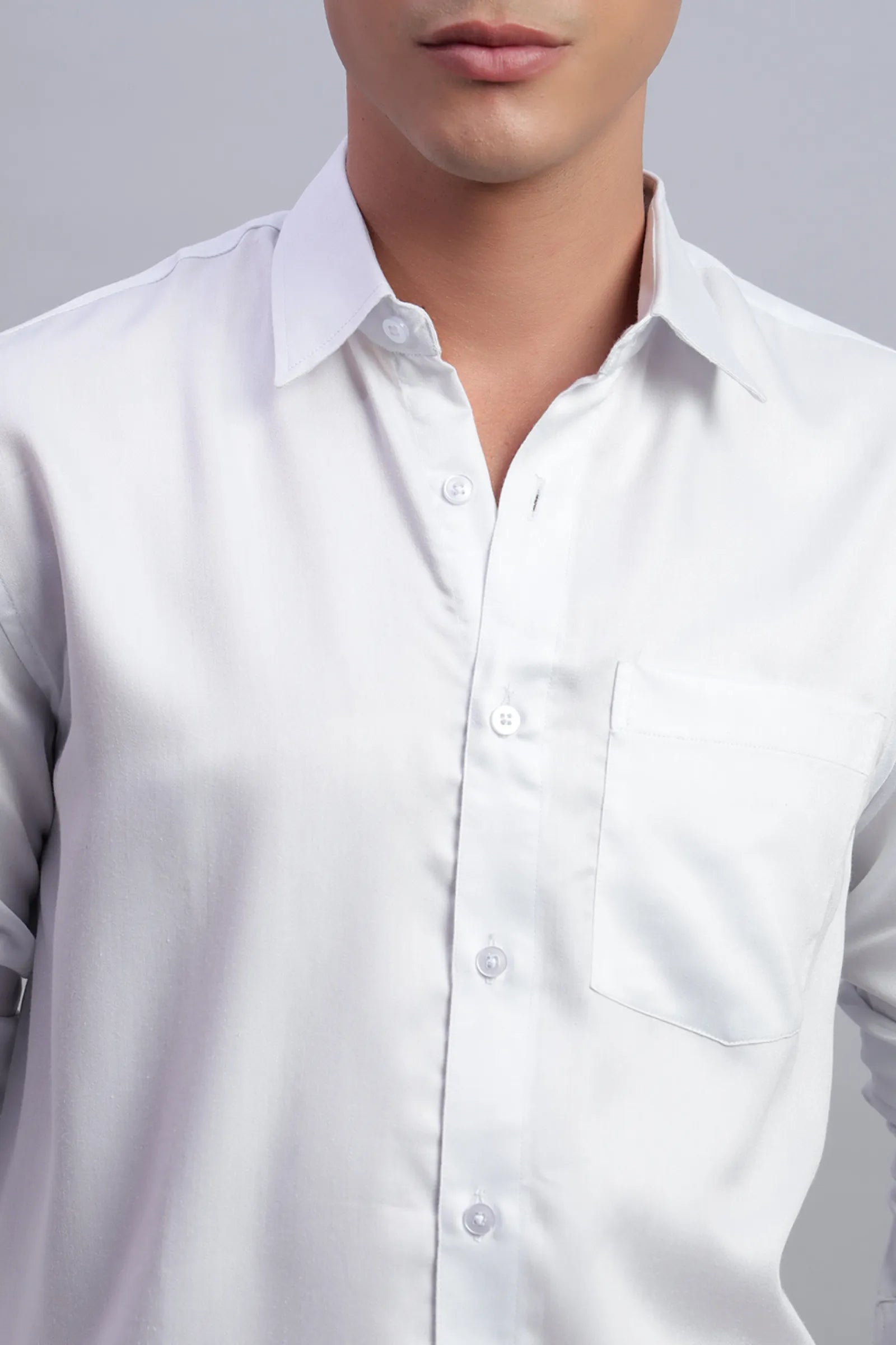 White Cotton Satin Shirt