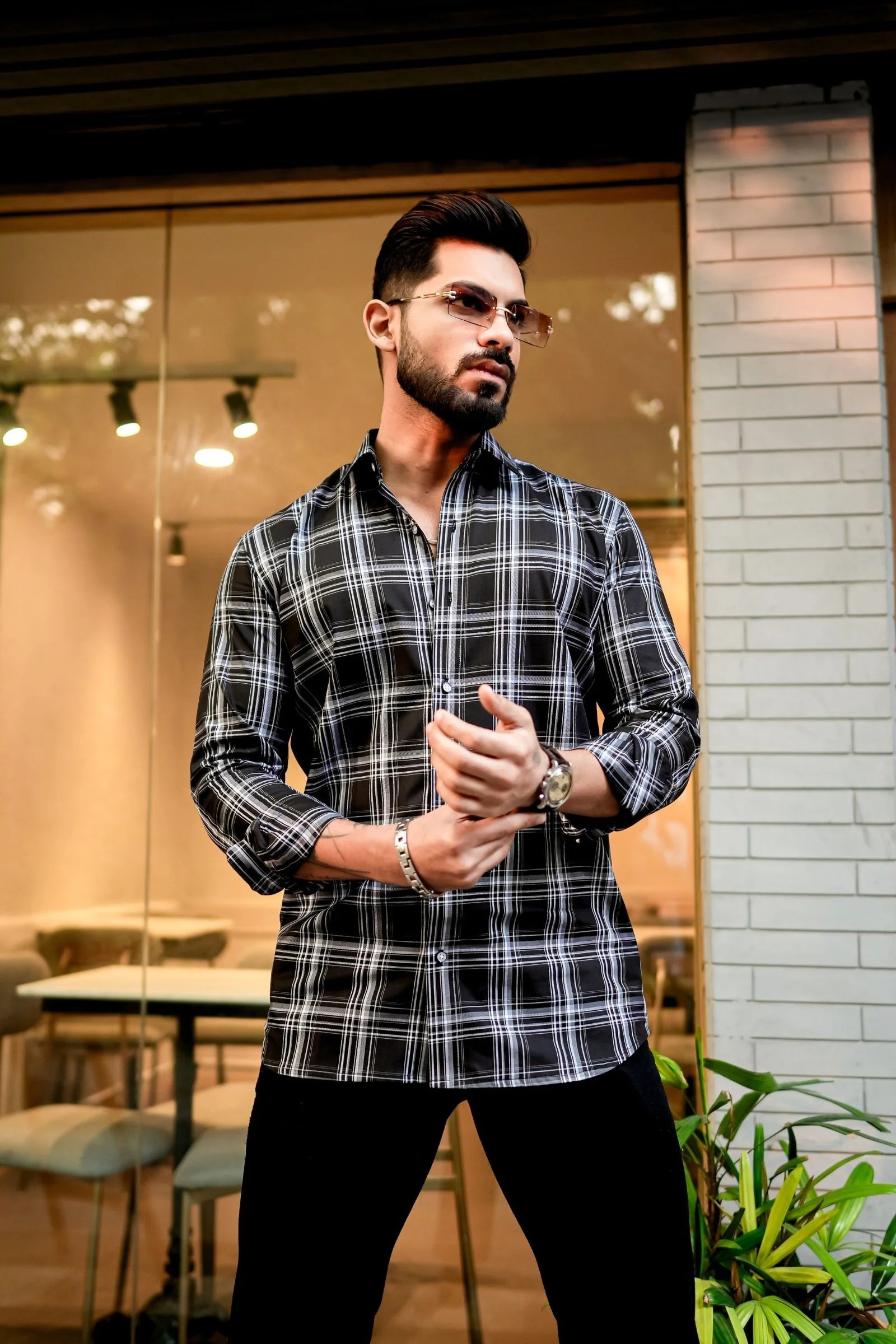 Black & White Check Premium Cotton Shirt