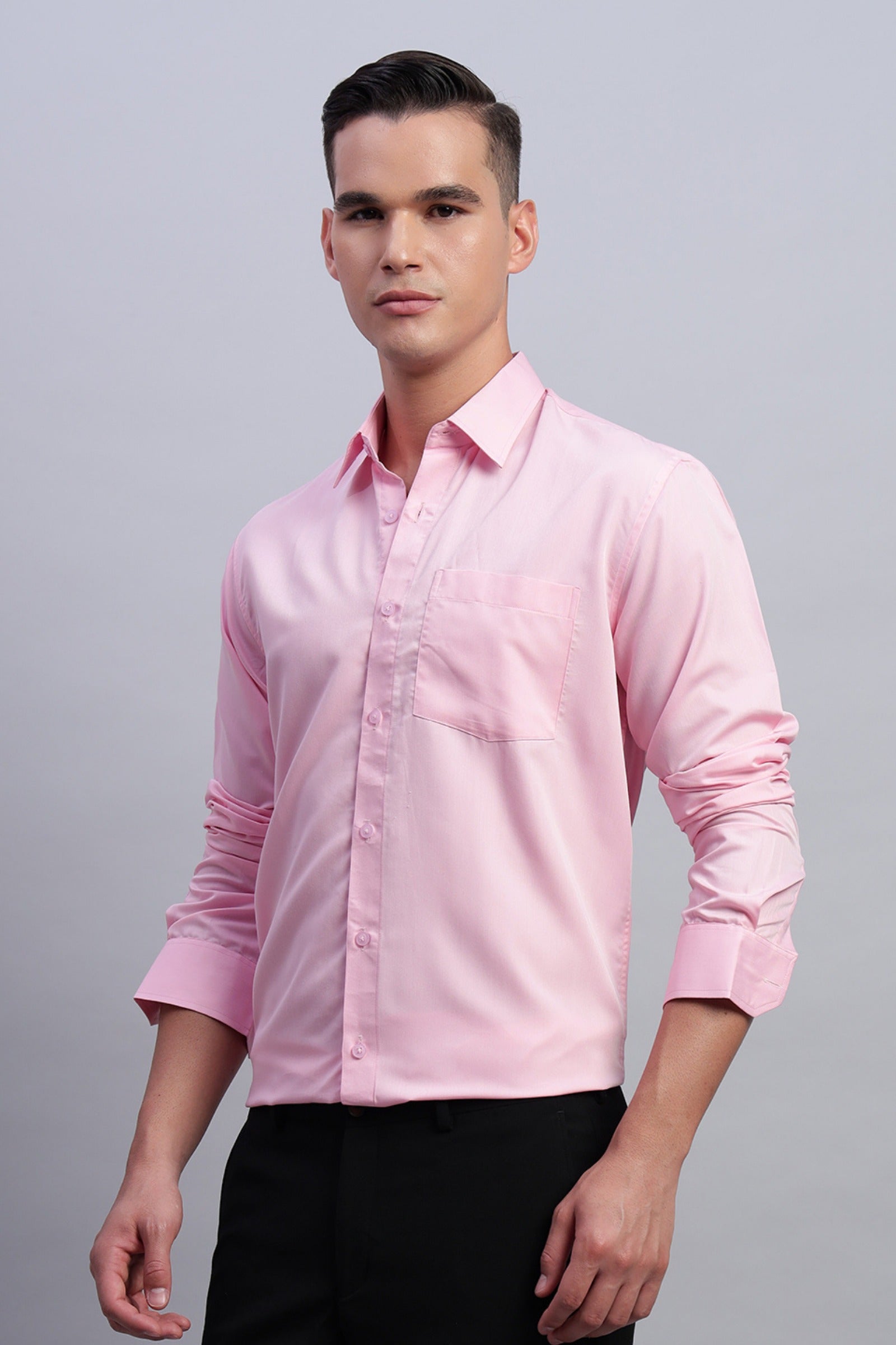 Magenta Pink Cotton Satin Shirt